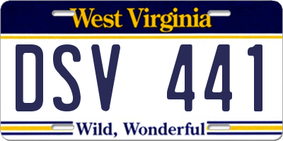 WV license plate DSV441