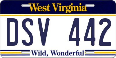 WV license plate DSV442