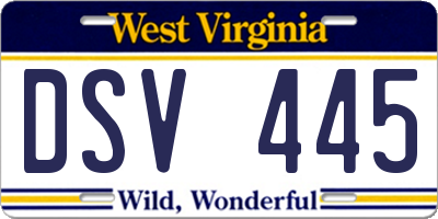 WV license plate DSV445