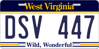 WV license plate DSV447