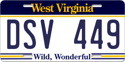 WV license plate DSV449