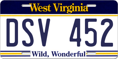 WV license plate DSV452