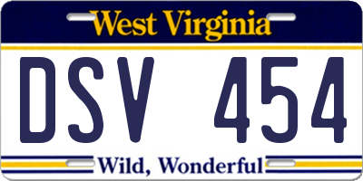 WV license plate DSV454