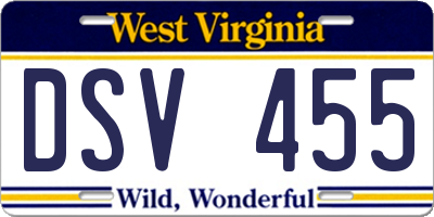 WV license plate DSV455