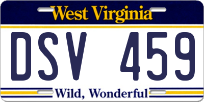 WV license plate DSV459