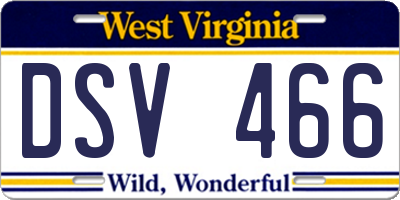WV license plate DSV466