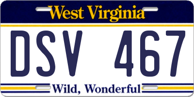 WV license plate DSV467