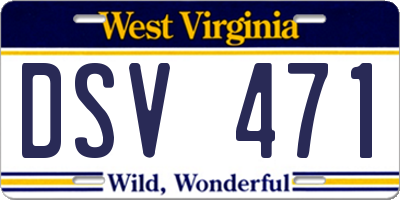 WV license plate DSV471