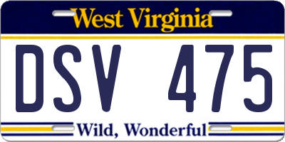 WV license plate DSV475