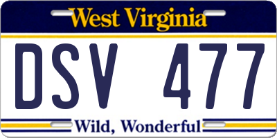 WV license plate DSV477