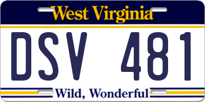 WV license plate DSV481