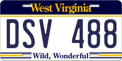 WV license plate DSV488