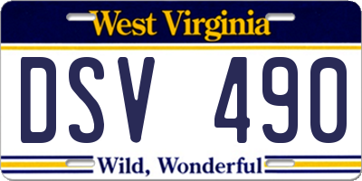 WV license plate DSV490