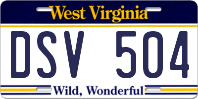 WV license plate DSV504