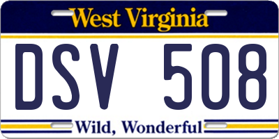 WV license plate DSV508