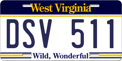 WV license plate DSV511
