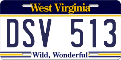 WV license plate DSV513