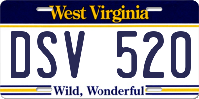 WV license plate DSV520