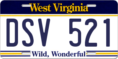 WV license plate DSV521