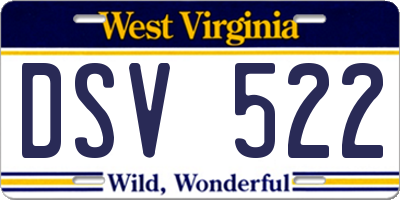 WV license plate DSV522