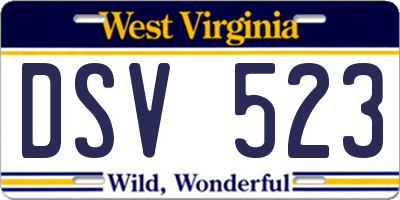 WV license plate DSV523