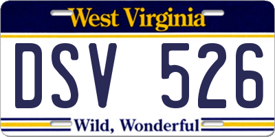 WV license plate DSV526
