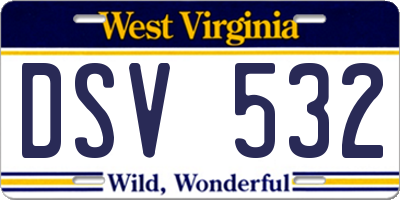 WV license plate DSV532