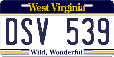 WV license plate DSV539