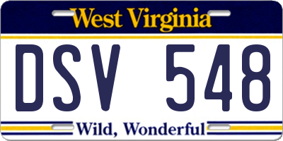WV license plate DSV548