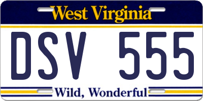 WV license plate DSV555