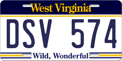 WV license plate DSV574