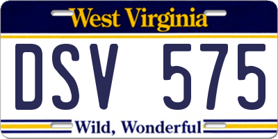 WV license plate DSV575