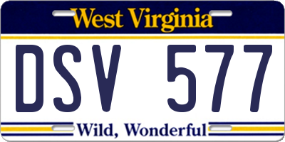 WV license plate DSV577