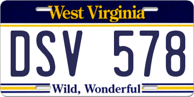 WV license plate DSV578
