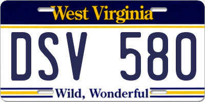 WV license plate DSV580