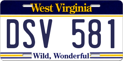 WV license plate DSV581