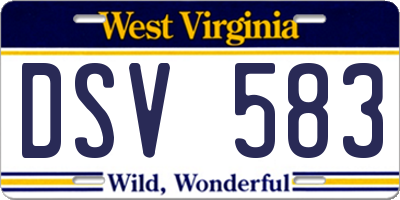 WV license plate DSV583