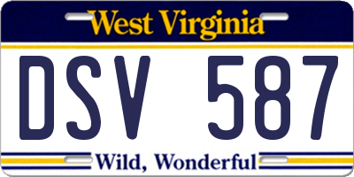 WV license plate DSV587