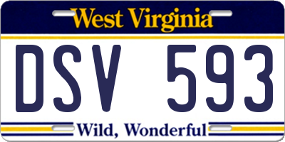 WV license plate DSV593