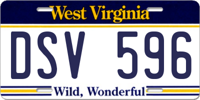 WV license plate DSV596