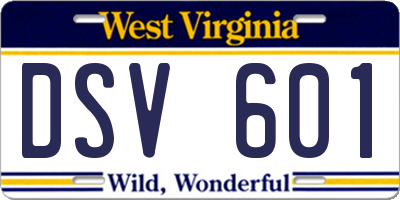 WV license plate DSV601