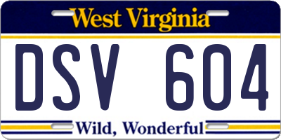 WV license plate DSV604