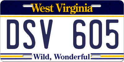 WV license plate DSV605