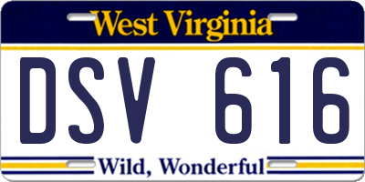 WV license plate DSV616