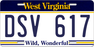 WV license plate DSV617