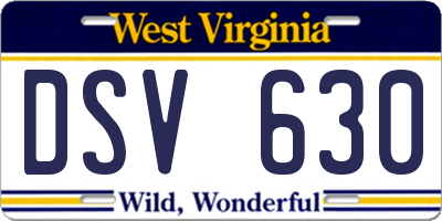 WV license plate DSV630