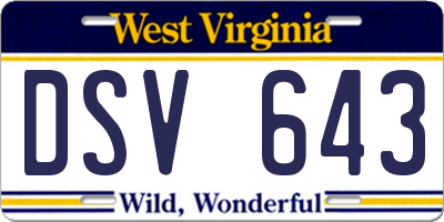 WV license plate DSV643