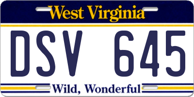 WV license plate DSV645