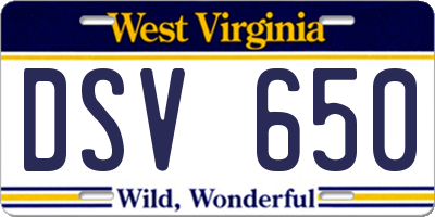 WV license plate DSV650