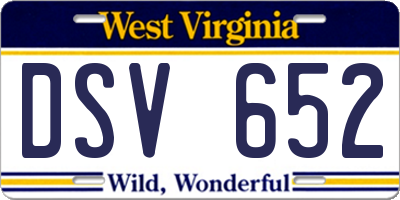 WV license plate DSV652
